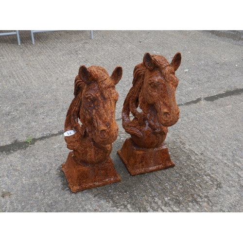 71 - PAIR OF CAST HORSE ORNAMENTS