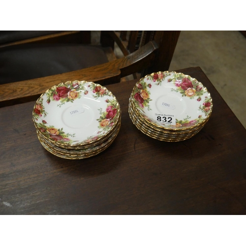 832 - LOT OF OLD COUNTRY ROSE SAUCERS