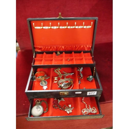 877 - JEWELLERY BOX & CONTENTS