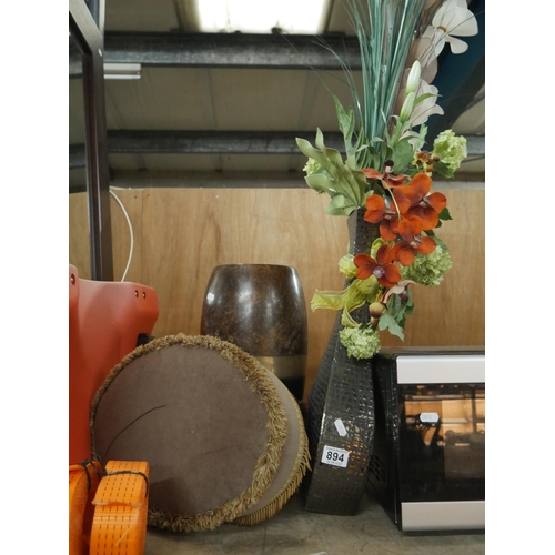 894 - 2 VASES & FOOT STOOL