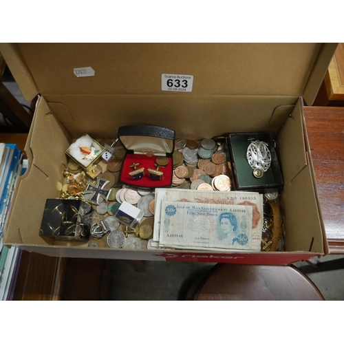 BOX OF COINS & NOTES