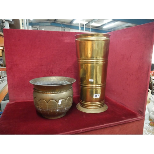 857 - 2 BRASS PLANTERS