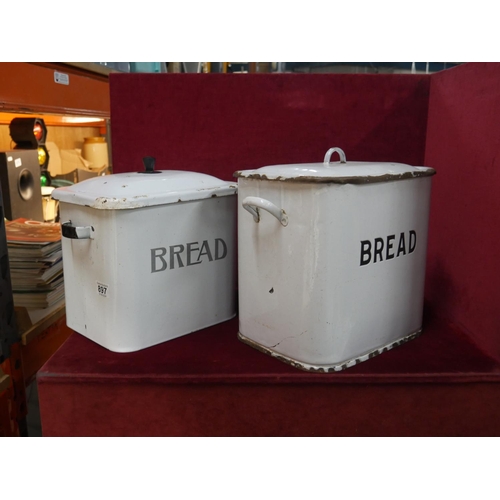 897 - 2 ENAMEL BREAD BINS