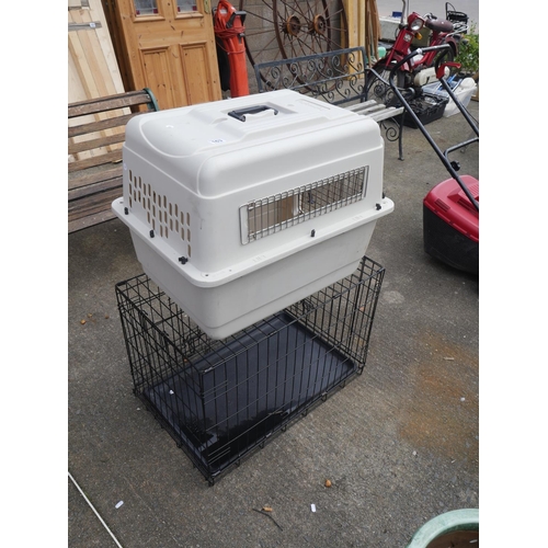 163 - DOG CAGE & CARRIER BOX