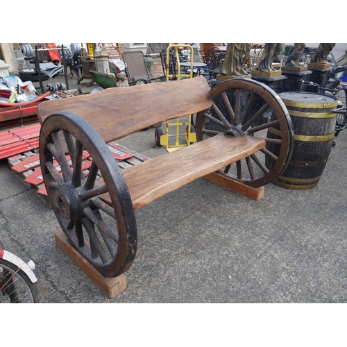 173 - CART WHEEL GARDEN BENCH