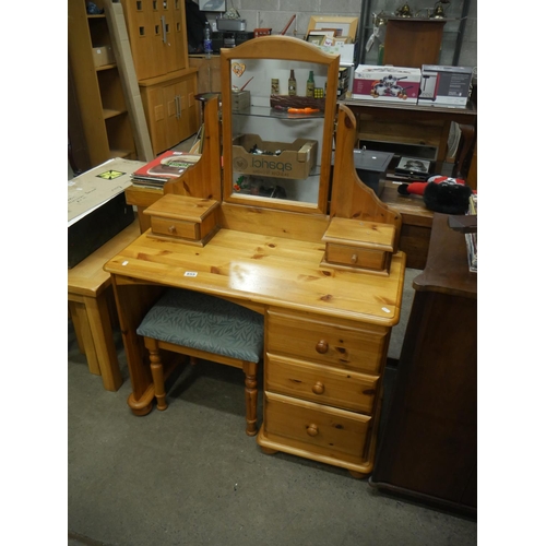 855 - PINE DRESSING TABLE & STOOL