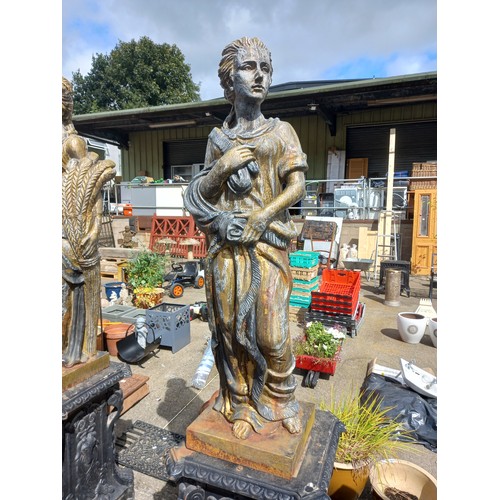 147 - CAST IRON FOUR SEASONS FIGURES ON CAST IRON PLINTHS - APPROX 7 FT TALL