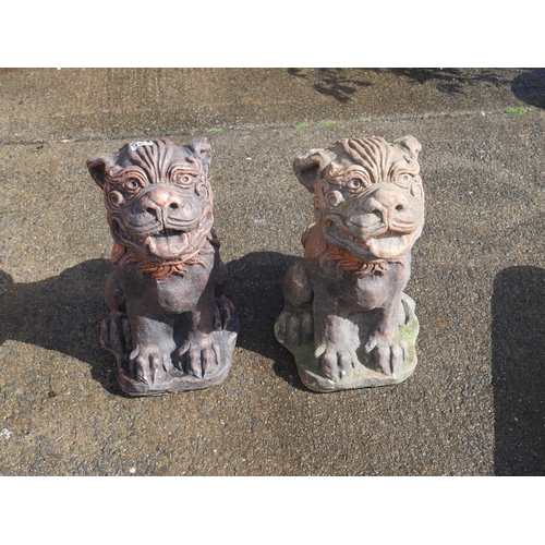 102 - PAIR OF CONCRETE FOO DOGS