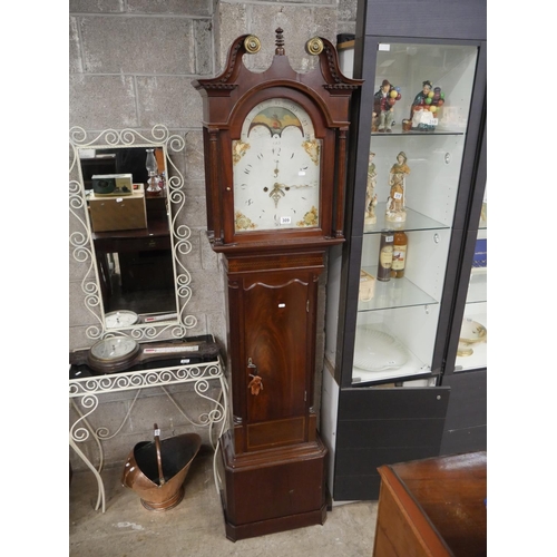 309 - ANTIQUE GRANDFATHER CLOCK WITH WEIGHTS & PENDULUM