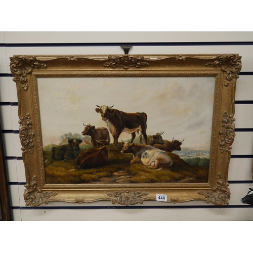 440 - CATTLE IN A WELSH LANDSCAPE - ORIGINAL OIL PAINTING SIGNED & DATED BY JOHN LLOYD BOND