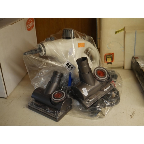 861 - VAX STEAM CLEANER & 2 DYSON POWER HEADS