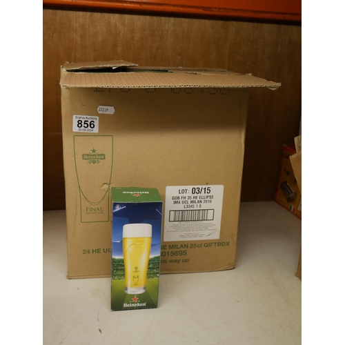 856 - BOX OF HEINEKEN GLASSES