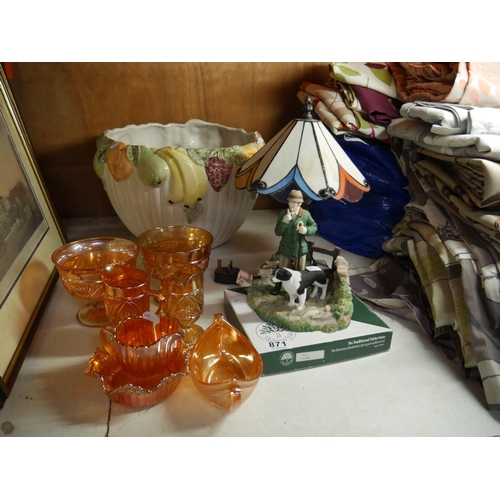 871 - MIXED CERAMICS & CARNIVAL GLASS