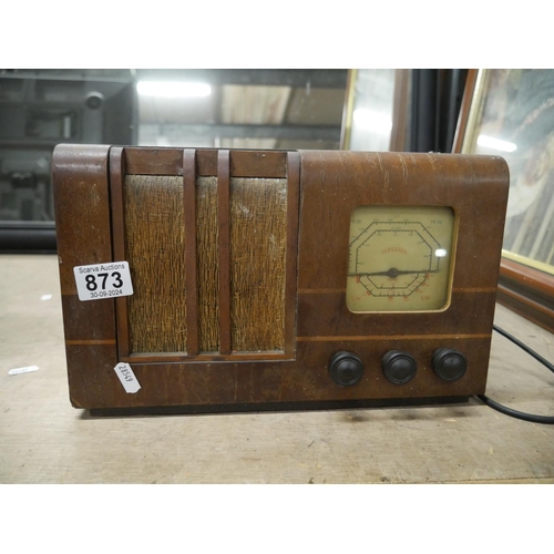 873 - WOODEN RADIO