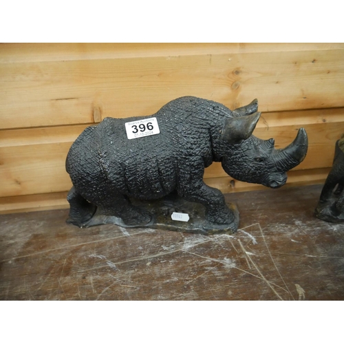 396 - CARVED STONE RHINO