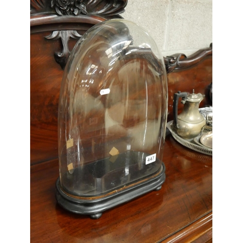 447 - ANTIQUE DOME ON STAND - CRACKED