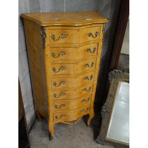 474 - BURR WALNUT CHEST OF DRAWERS