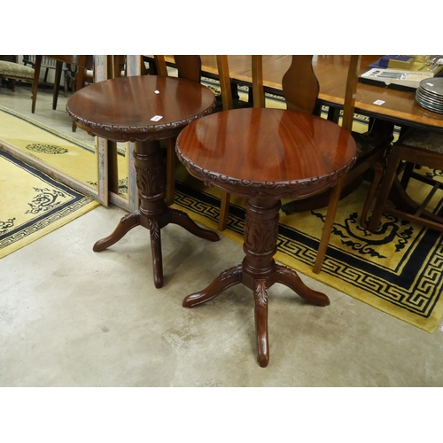 488 - PAIR OF MAHOGANY LAMP TABLES