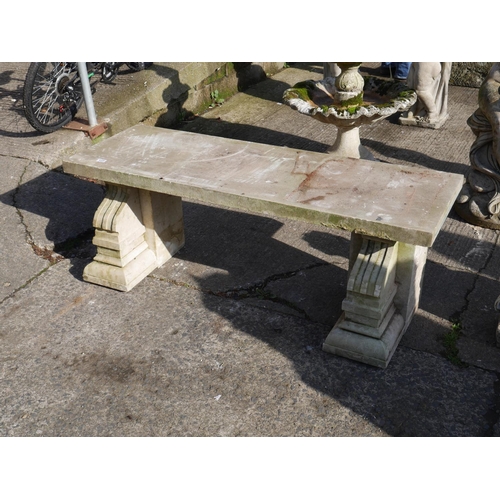 105 - YORK STONE SEAT ON PORTLAND STONE LEGS