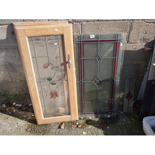 91 - LOT OF LEADED GLASS