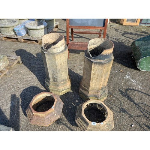 89 - 2 VICTORIAN CHIMNEY POTS - SOME DAMAGE