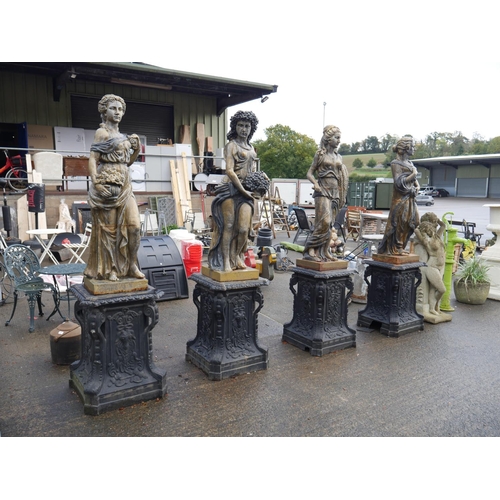 118 - CAST IRON 4 SEASONS FIGURES ON CAST IRON BASES