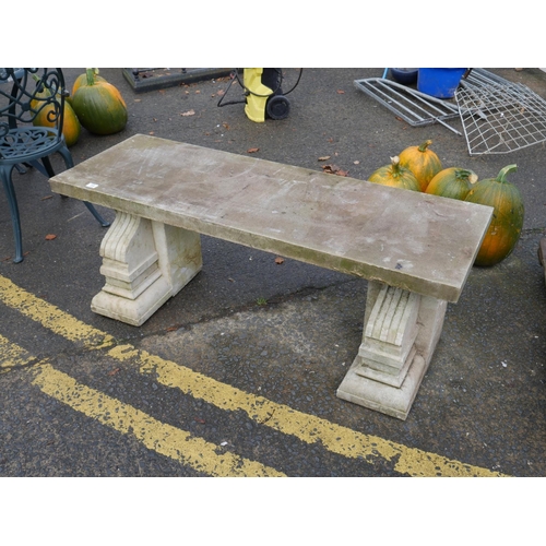 73 - YORK STONE SEAT ON PORTLAND STONE LEGS