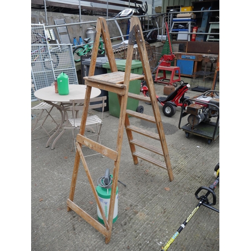 141 - WOODEN STEP LADDER & GARDEN SPRAYER