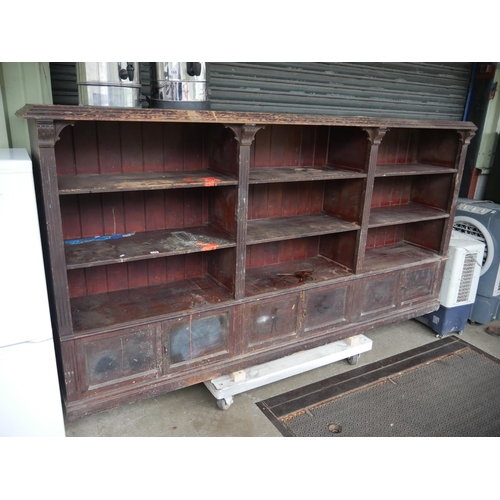 189 - ANTIQUE PAINTED PINE SHOP CABINET FROM CHEMISTS SHOP IN SWATRAGH