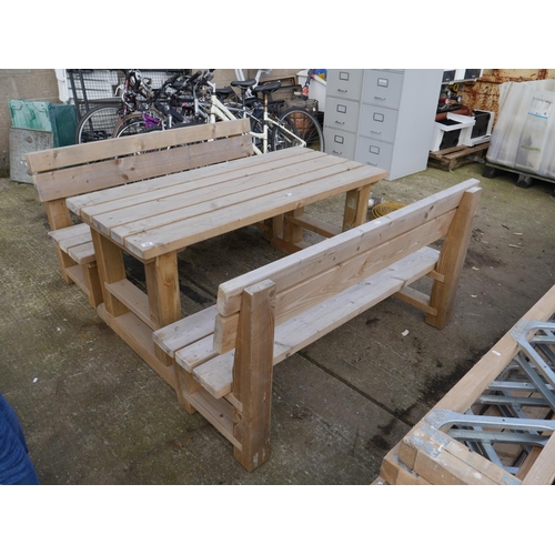 22 - PICNIC TABLE & 2 BENCHES