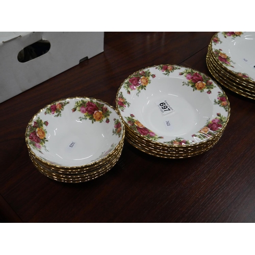 697 - 6  OLD COUNTRY ROSE SOUP BOWLS & 6 DESSERT BOWLS