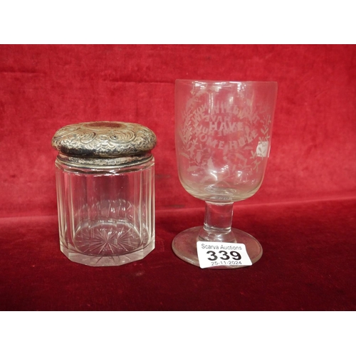 339 - ETCHED HOME RULE RUMMER PLUS SILVER TOPPED BOTTLE