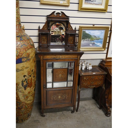 470 - VICTORIAN ROSEWOOD INLAID DISPLAY CABINET