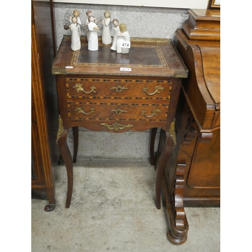 473 - EDWARDIAN BRASS GALLERY 2 DRAWER TABLE