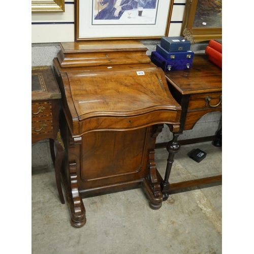 476 - VICTORIAN WALNUT DAVENPORT DESK