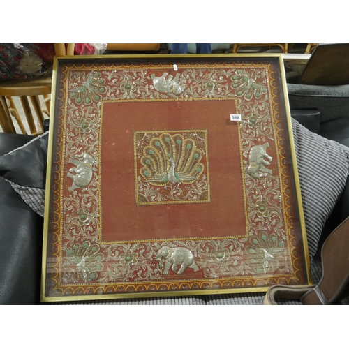 588 - ANTIQUE BURMESE TAPESTRY IN FRAME