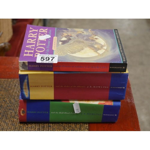 597 - 3 HARRY POTTER FIRST EDITION BOOKS