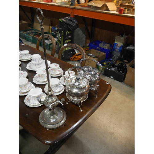 730 - SILVER PLATE SPIRIT KETTLES & LAMP BASE