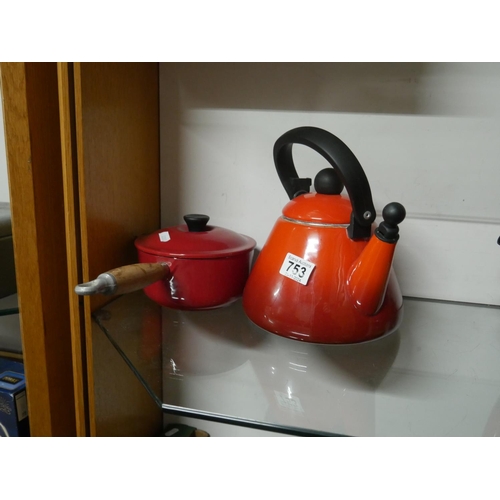 753 - LE CREUSET KETTLE & SAUCEPAN