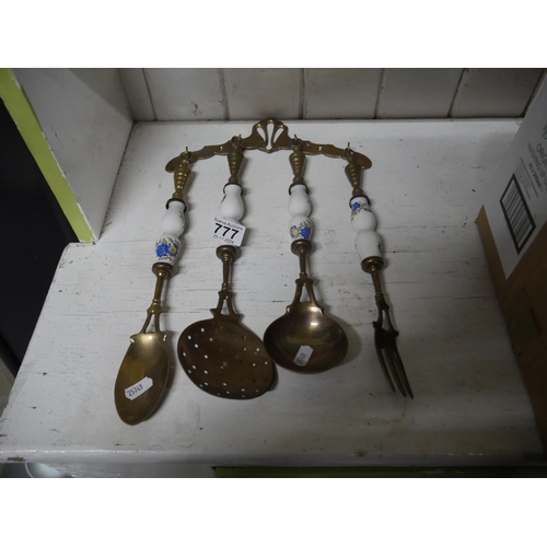 777 - BRASS UTENSILS & HANGER