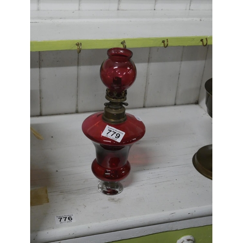 779 - RUBY OIL LAMP