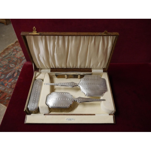 318 - CASED SILVER DRESSING TABLE SET