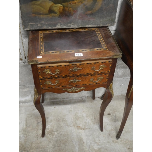 460 - INLAID POT CUPBOARD WITH BRASS GALLERY RAIL