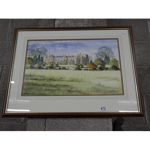 472 - MILES GAYTHWAITE WATERCOLOUR OF TYNAN ABBEY