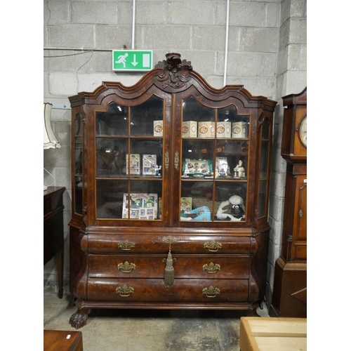 493 - 19TH C. DUTCH WALNUT DISPLAY CABINET