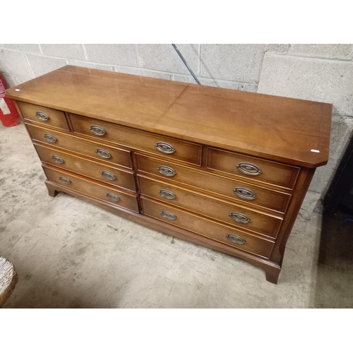 498 - LONG MAHOGANY CHEST OF DRAWERS