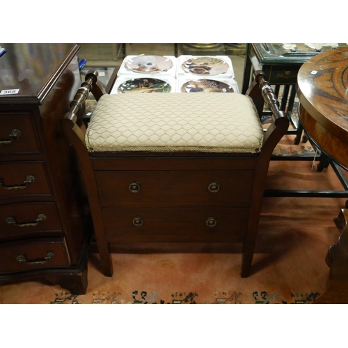 370 - EDWARDIAN 2 DRAWER PIANO STOOL