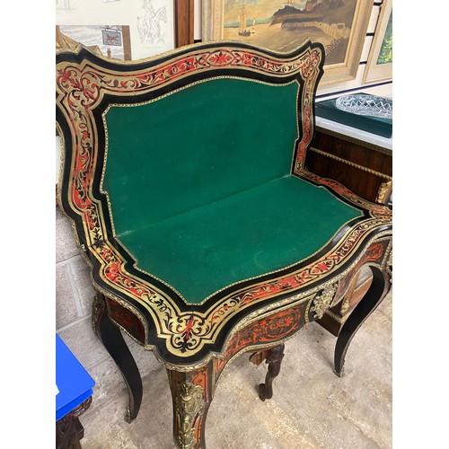 286 - VICTORIAN BOULE TURNOVER LEAF CARD TABLE