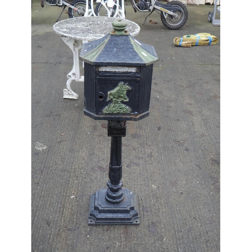 123 - CAST IRON POST BOX - OPEN BUT NO KEY