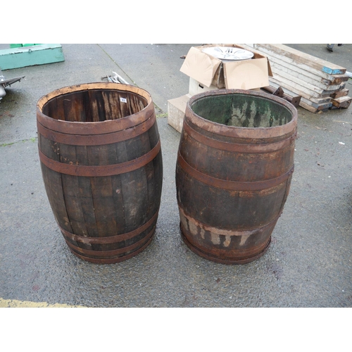 63 - 2 WOODEN BARRELS